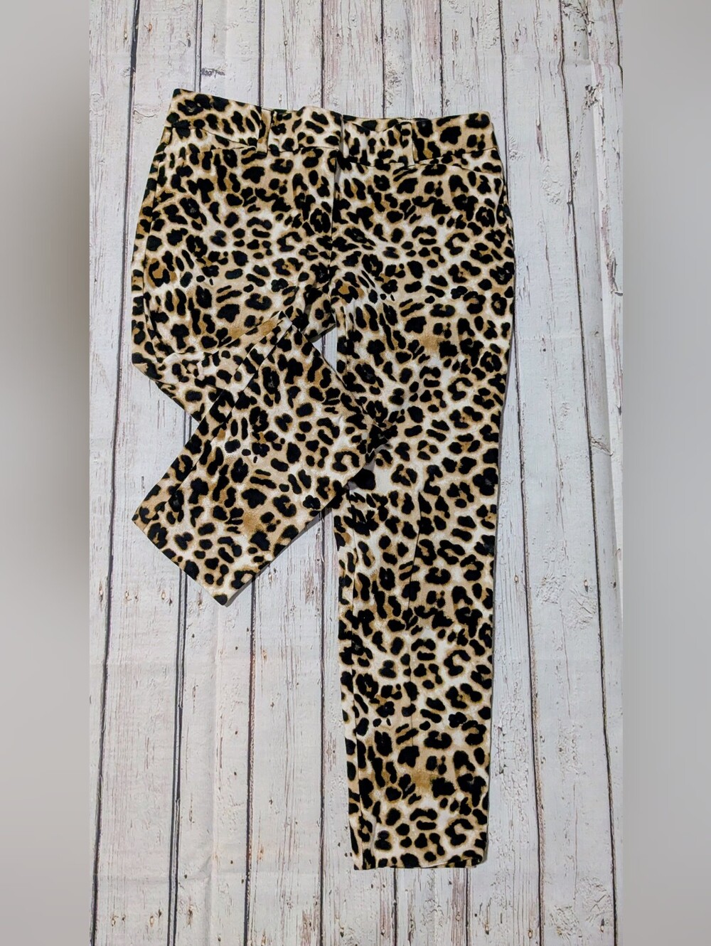 New York & Company Leopard Print Cropped Pants - Black & Tan